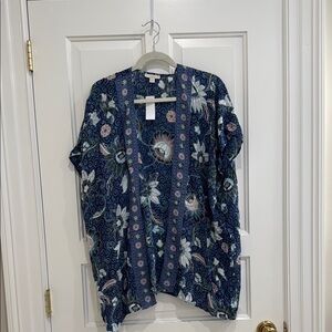 LOFT Blue Floral Kimono Top